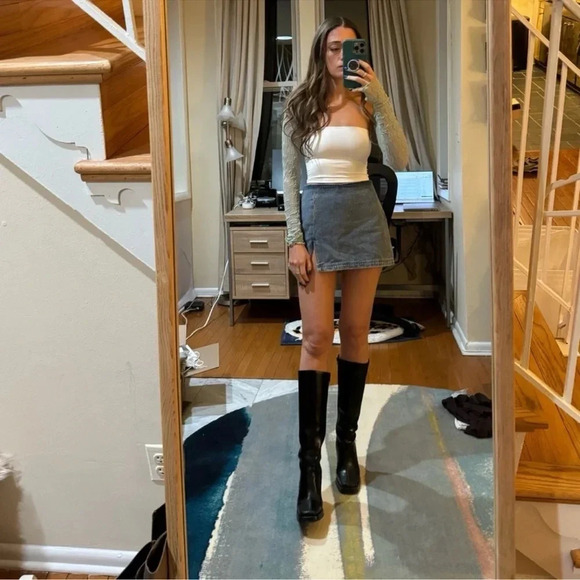 New Jeffrey Campbell Maximal Tall Boots Heeled Knee High in Taupe Brown Tan 8 - Picture 4 of 14